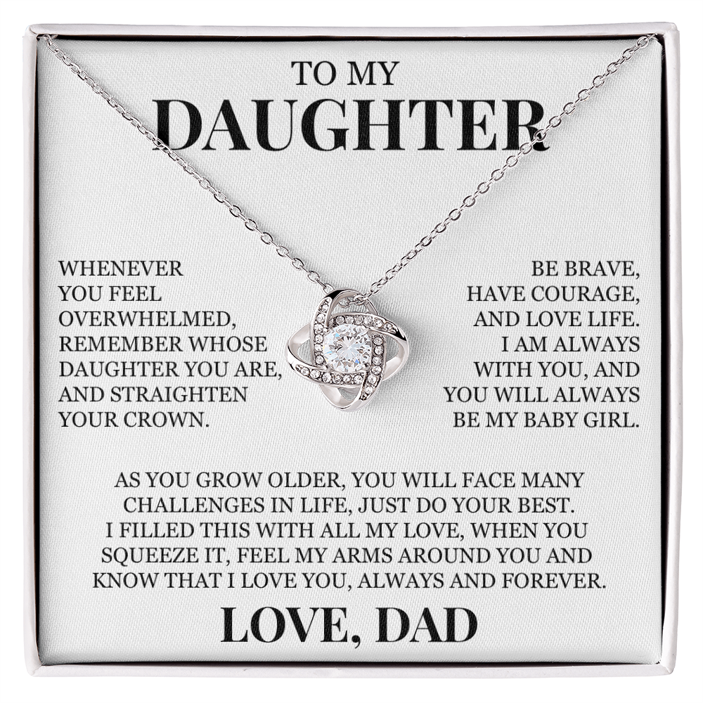 To My Daughter "I Love You Always and Forever" Love Knot Necklace