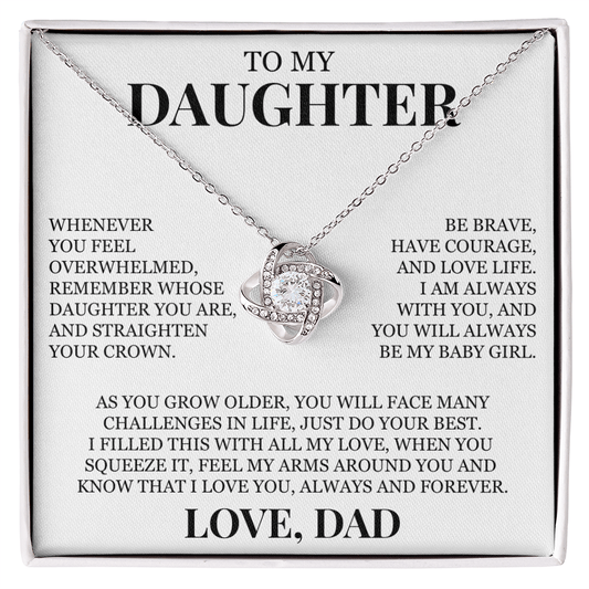 To My Daughter "I Love You Always and Forever" Love Knot Necklace