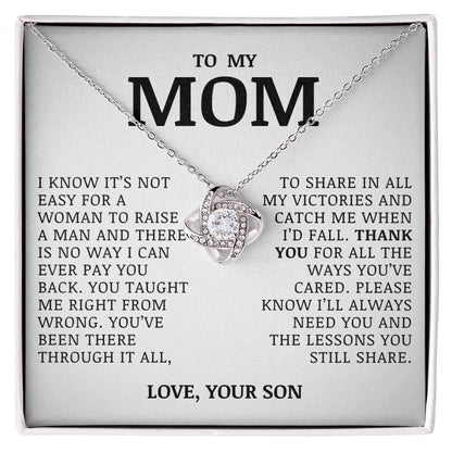 To My Mom "You've Been Through it All" Love Knot Necklace