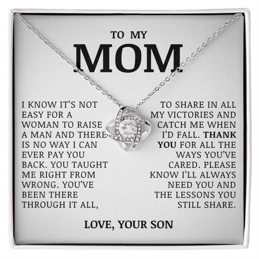To My Mom "You've Been Through it All" Love Knot Necklace