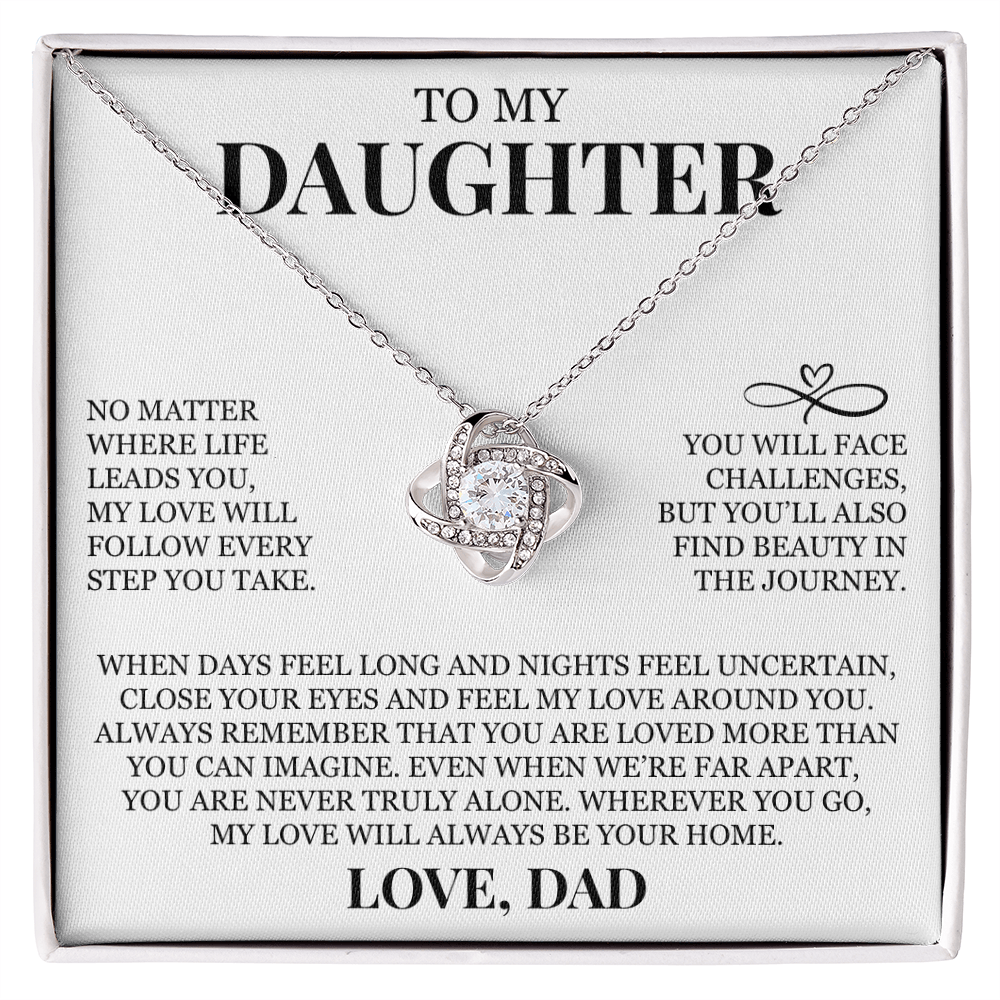 To My Daughter "Feel My Love Around You" Love Knot Necklace