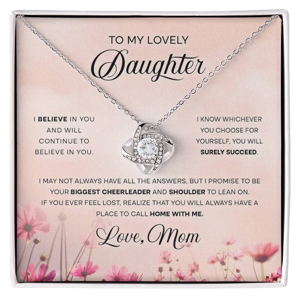 To My Lovely Daughter, Love Knot Necklace