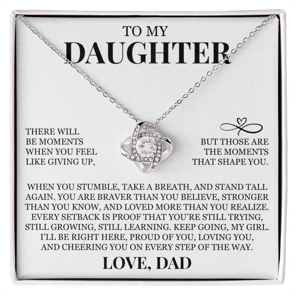 To My Daughter "You Are Loved More Than You Realize" Love Knot Necklace