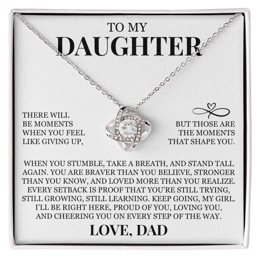 To My Daughter "You Are Loved More Than You Realize" Love Knot Necklace