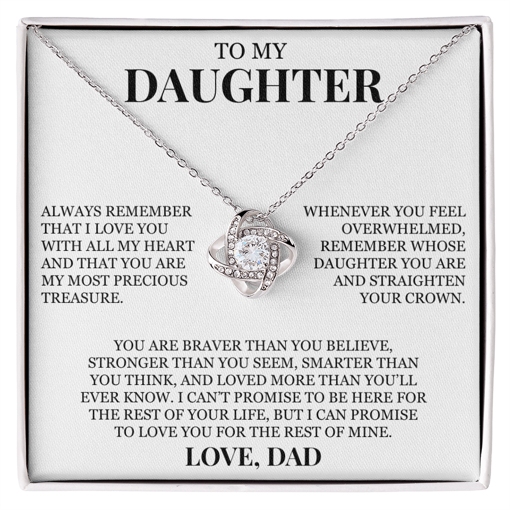 To My Daughter "You Are My Most Precious Treasure" Love Knot Necklace