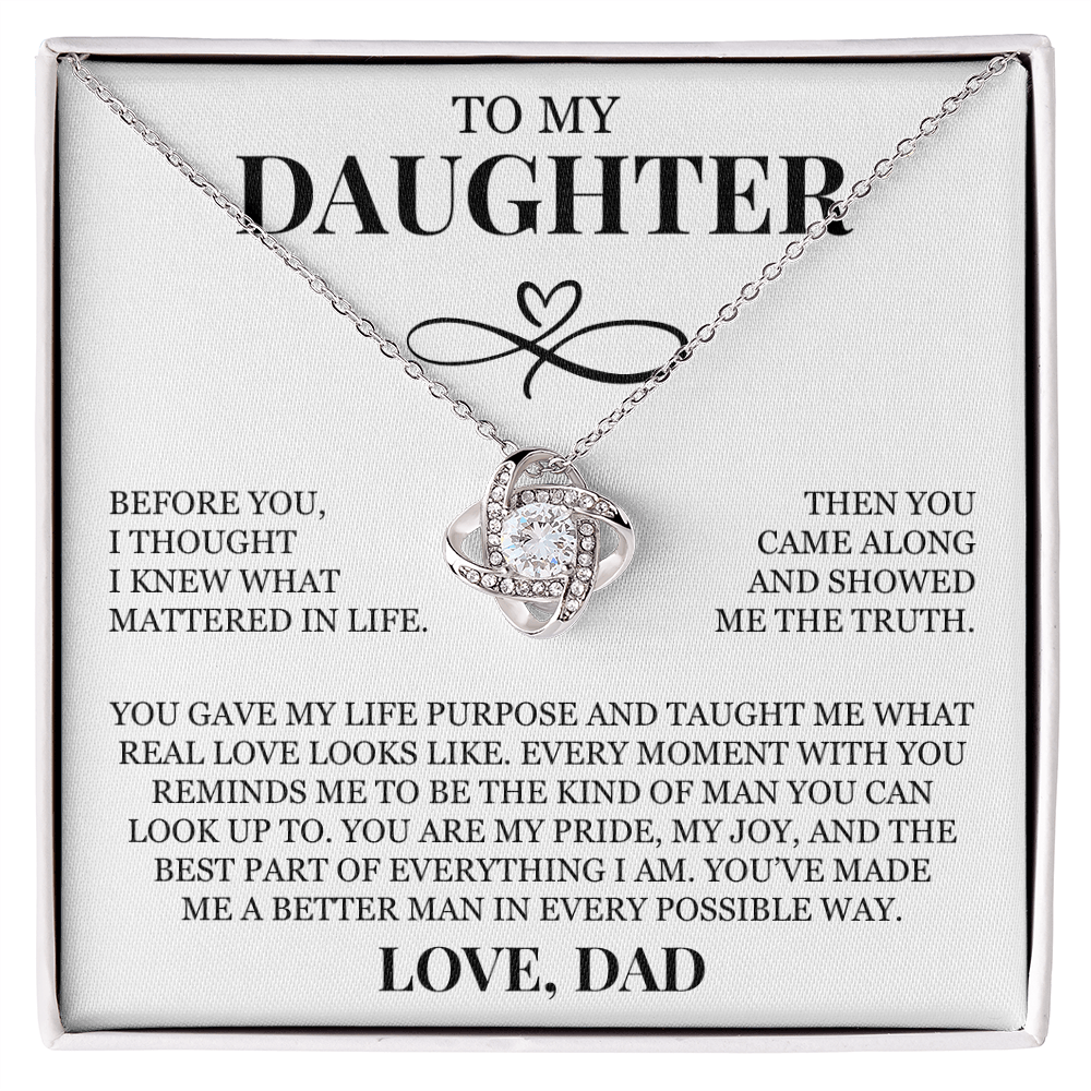 To My Daughter "You Gave My Life Purpose" Love Knot Necklace