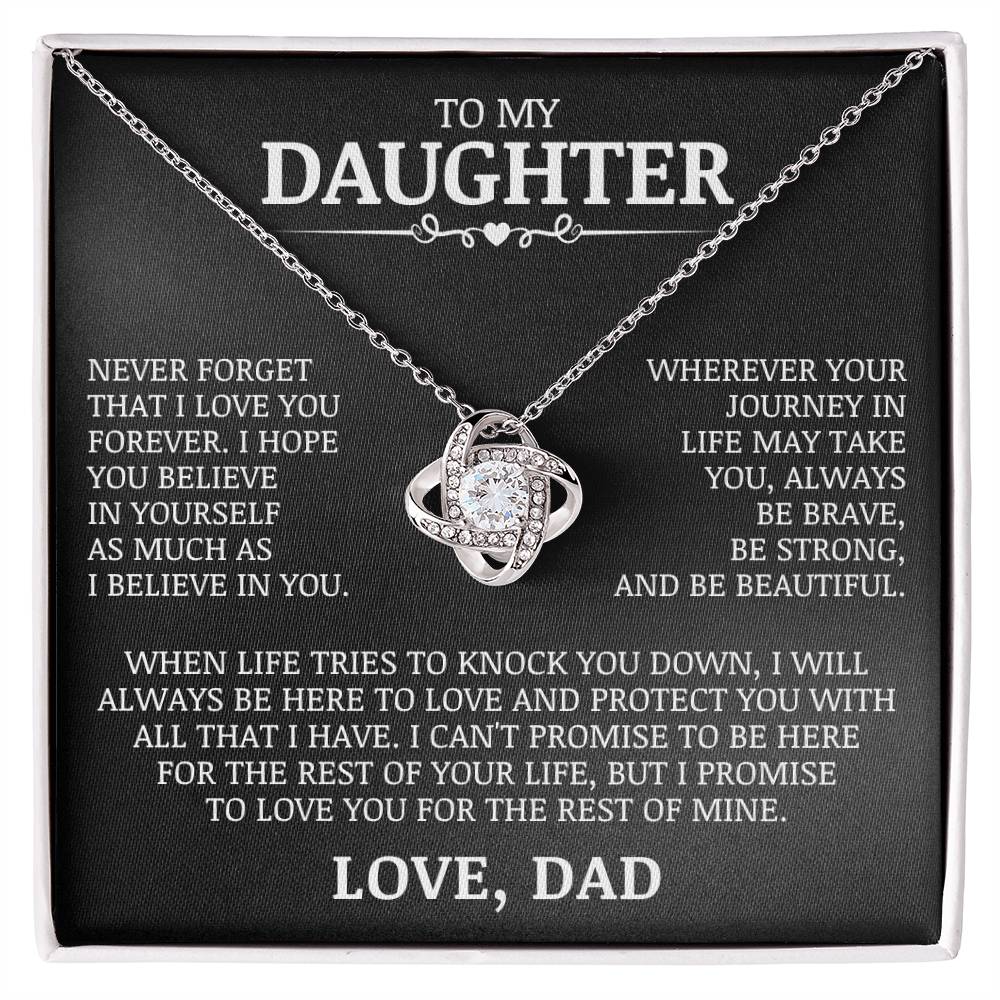 To My Daughter "Never Forget That I Love You" Love Knot Necklace