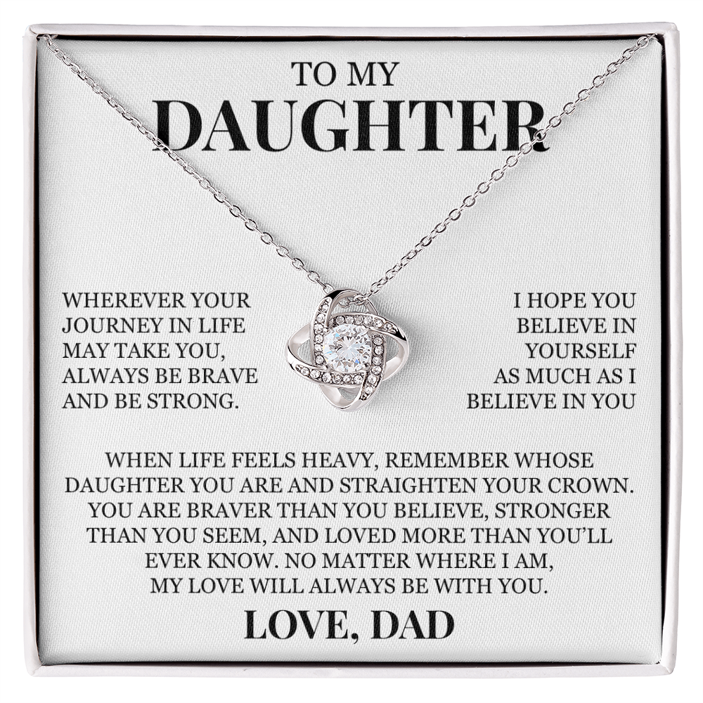 To My Daughter "I Believe In You" Love Knot Necklace