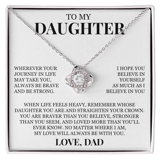 To My Daughter "I Believe In You" Love Knot Necklace