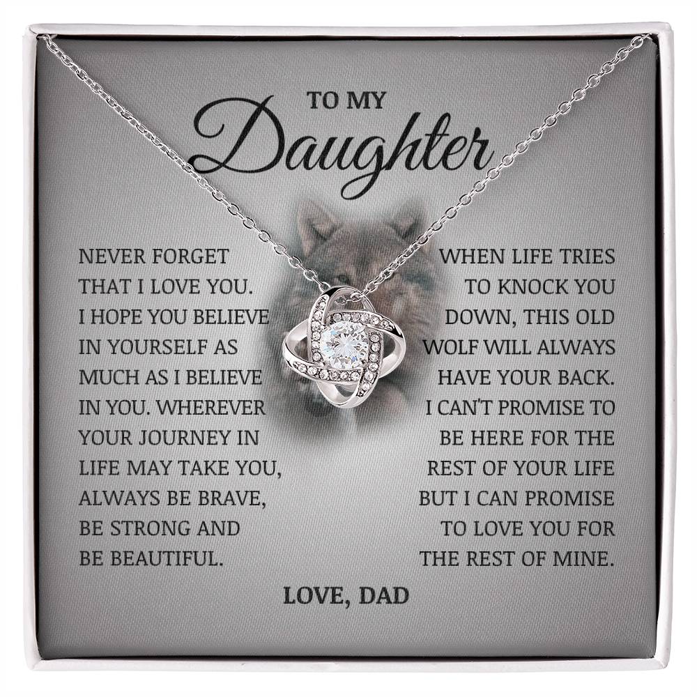 To My Daughter "I Believe In You" Love Knot Necklace