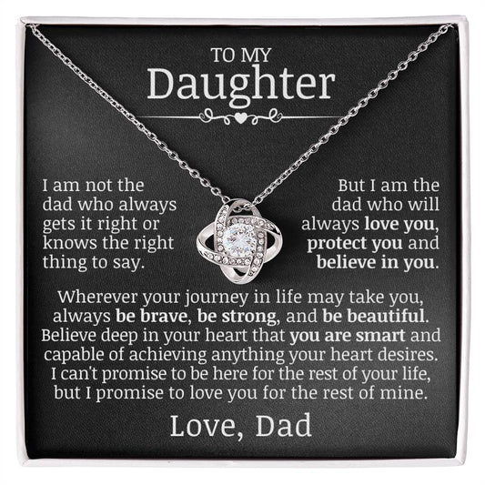 To My Daughter "Love You, Protect You, Believe In You" Love Knot Necklace