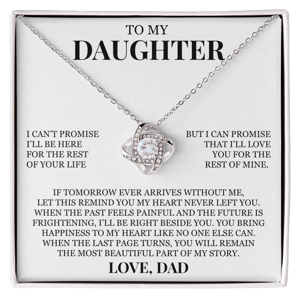 To My Daughter "You Bring Happiness to My Heart" Love Knot Necklace
