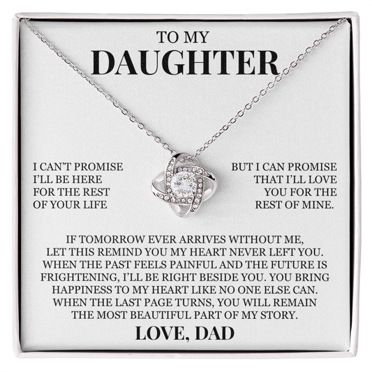 To My Daughter "You Bring Happiness to My Heart" Love Knot Necklace