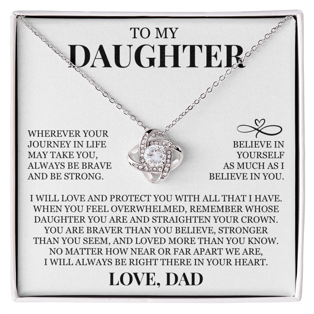 To My Daughter "Believe In Yourself" Love Knot Necklace