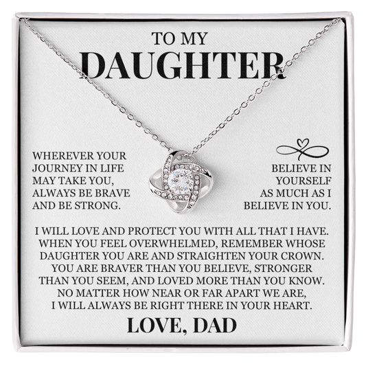 To My Daughter "Believe In Yourself" Love Knot Necklace