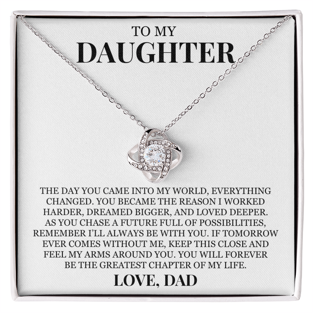 To My Daughter "I'll Always Be With You" Love Knot Necklace