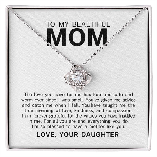 To My Beautiful Mom, Love Knot Necklace