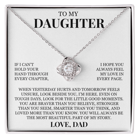 To My Daughter "I Hope You Always Feel My Love" Love Knot Necklace