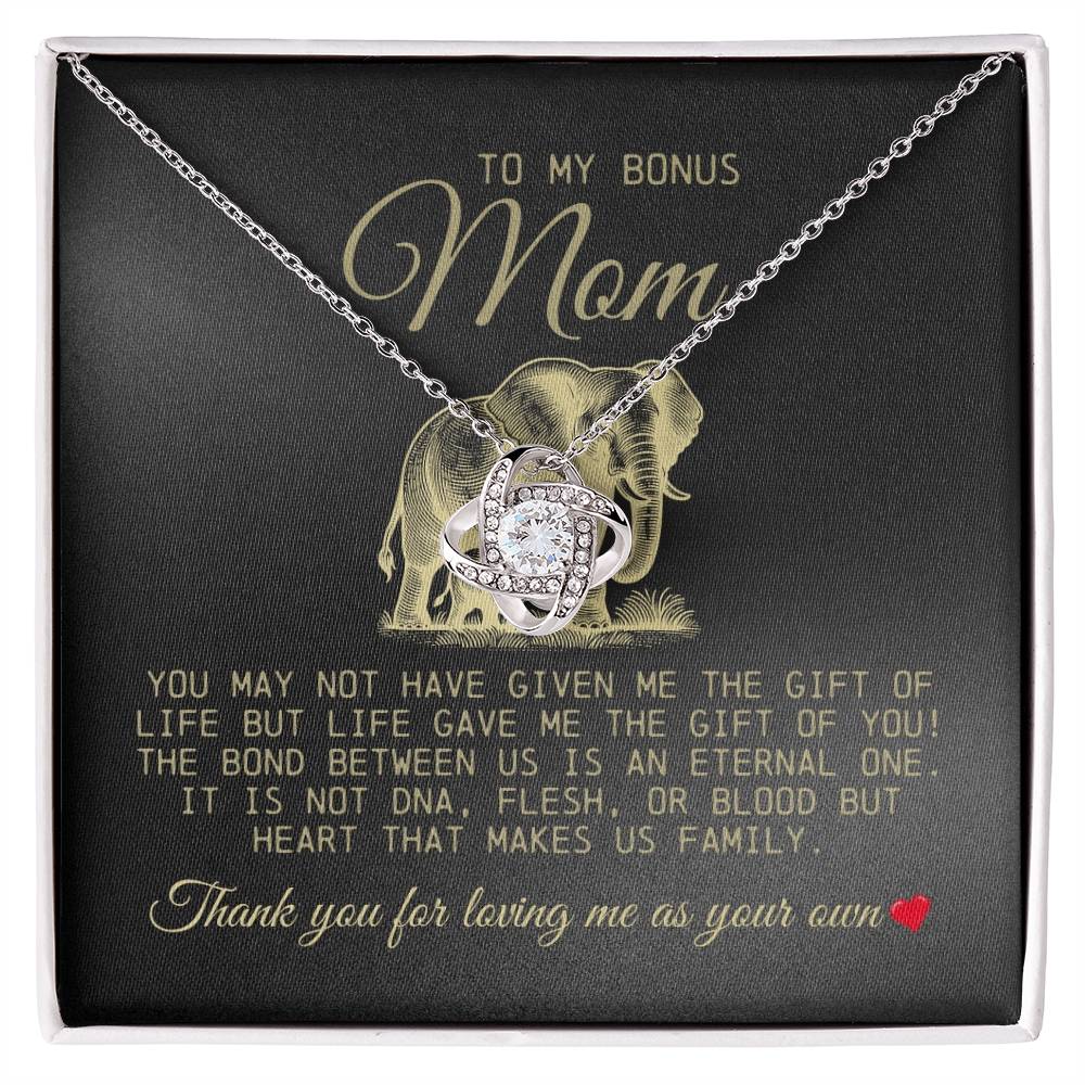 To My Bonus Mom "Thank You For Loving Me As Your Own" Love Knot Necklace
