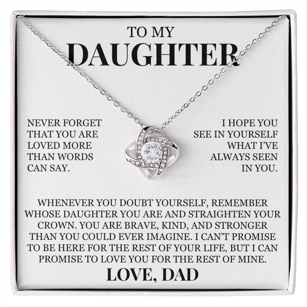 To My Daughter "Never Forget That You Are Loved" Love Knot Necklace
