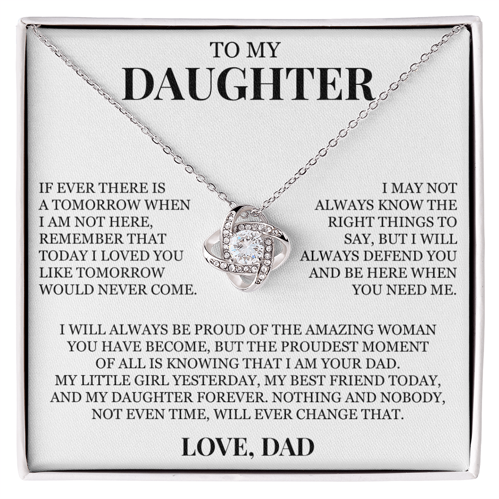 To My Daughter "I Will Always Defend You" Love Knot Necklace