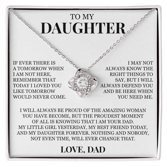 To My Daughter "I Will Always Defend You" Love Knot Necklace