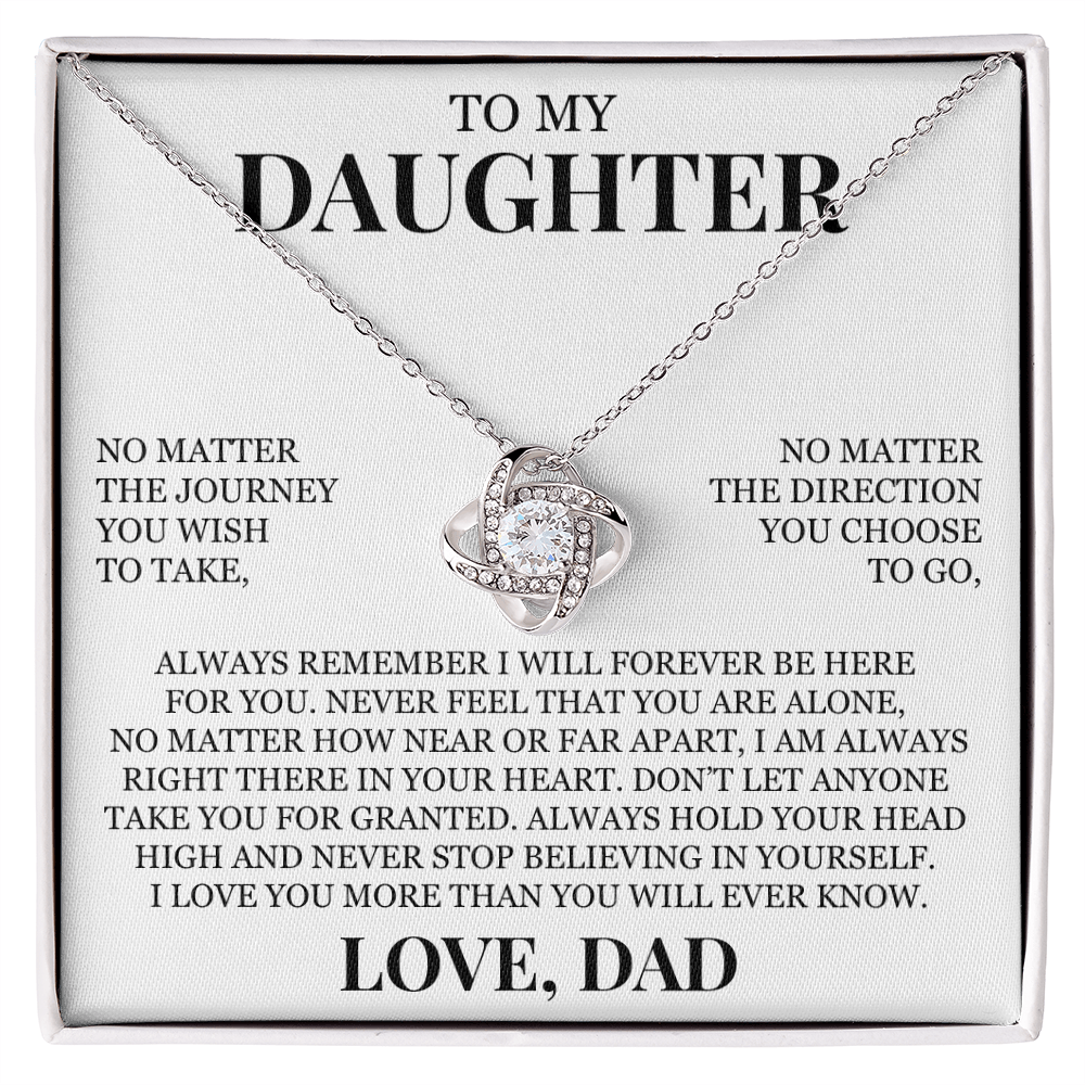 To My Daughter "Never Stop Believing in Yourself" Love Knot Necklace