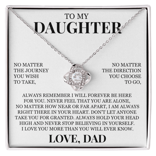 To My Daughter "Never Stop Believing in Yourself" Love Knot Necklace