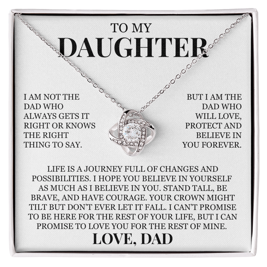 To My Daughter "Love, Protect and Believe In You Forever" Love Knot Necklace