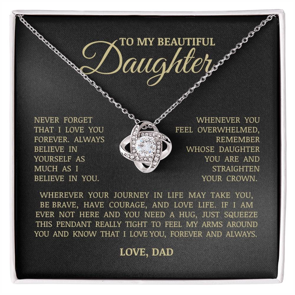 To My Beautiful Daughter "I Love You Forever" Love Knot Necklace