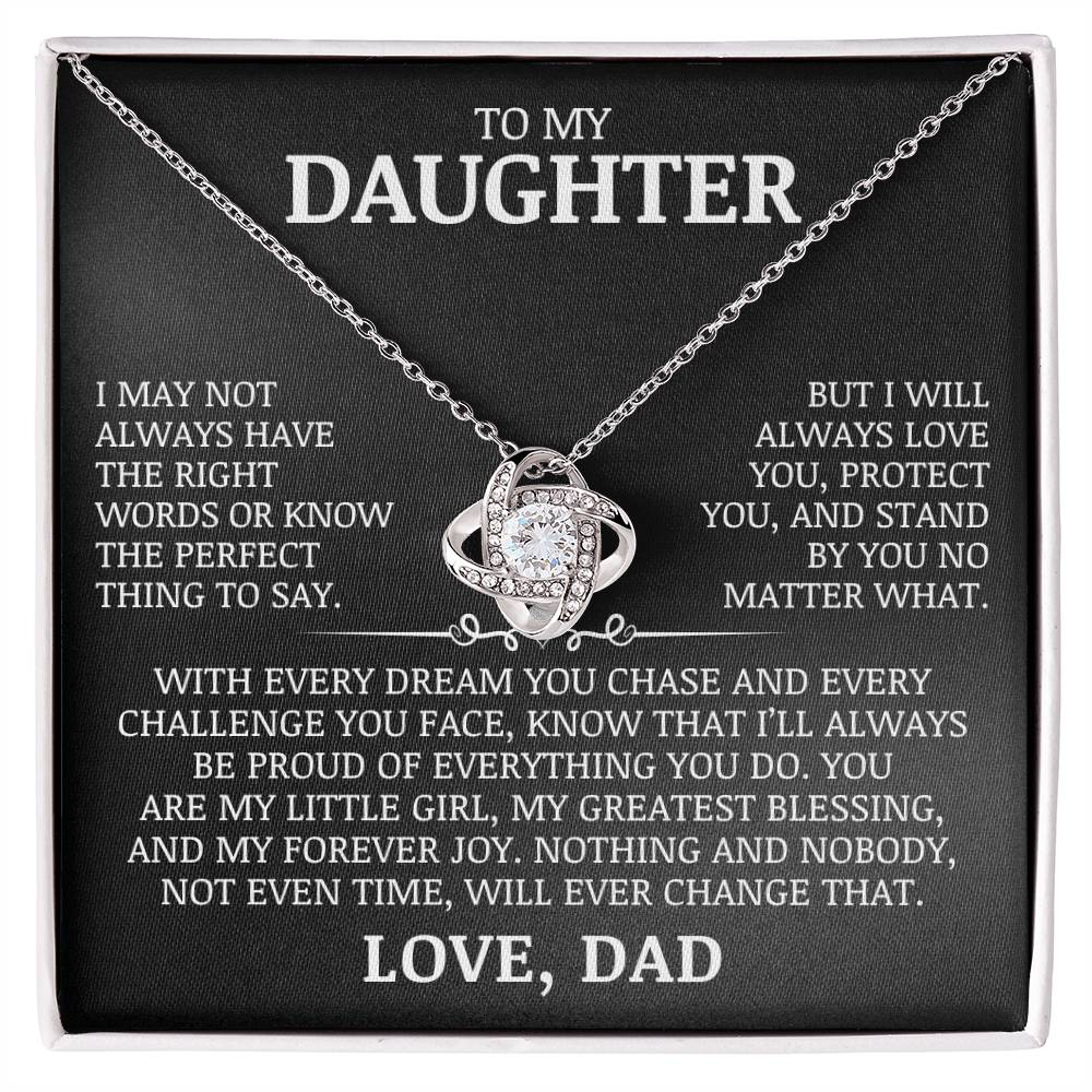To My Daughter "I Will Always Love You" Love Knot Necklace