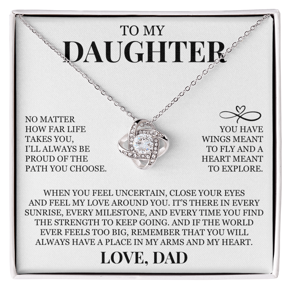 To My Daughter "Feel My Love Around You" Love Knot Necklace