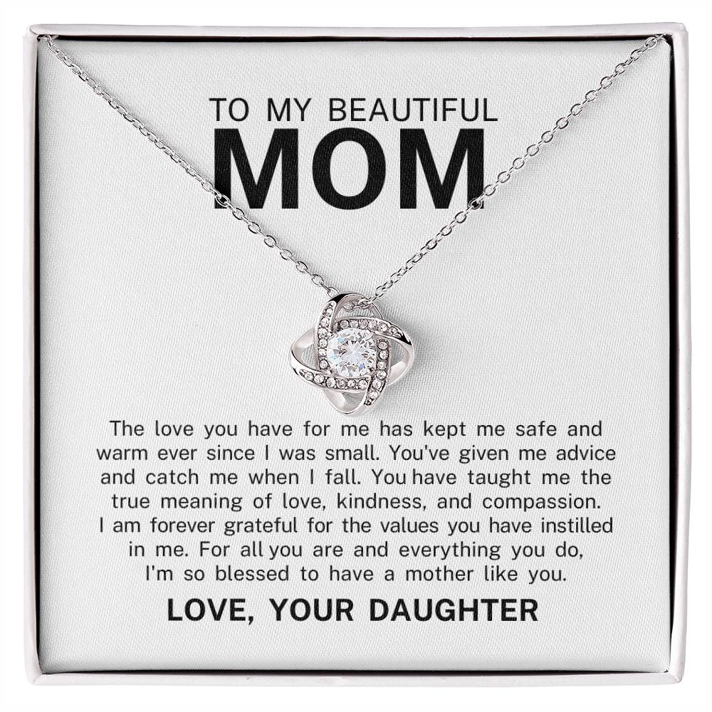 To My Beautiful Mom, Love Knot Necklace