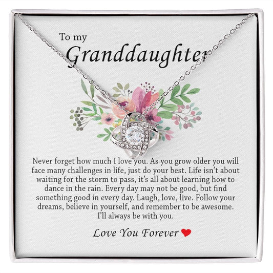 To My Granddaughter Love Knot Necklace