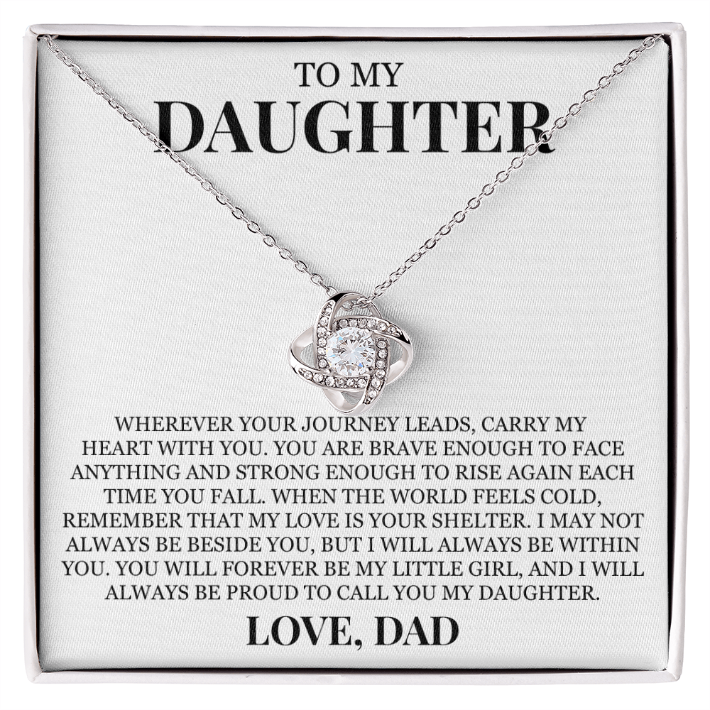 To My Daughter "Carry My Heart With You" Love Knot Necklace