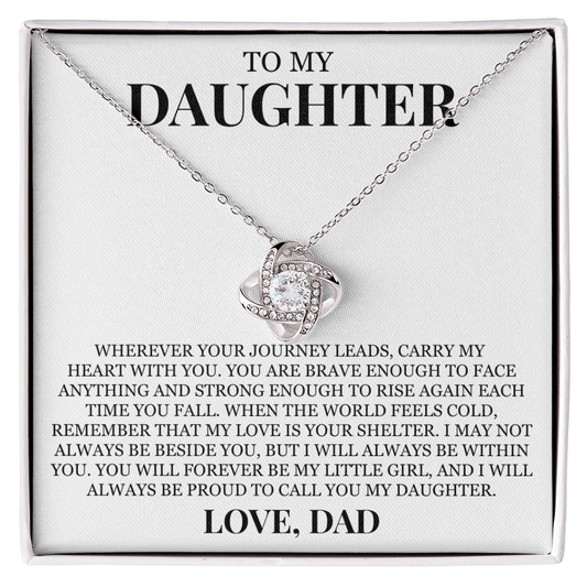 To My Daughter "Carry My Heart With You" Love Knot Necklace