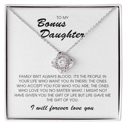 To My Bonus Daughter, Love Knot Necklace