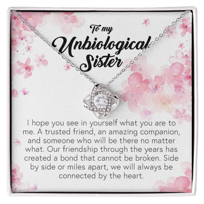 To My Unbiological Sister, Love Knot Necklace