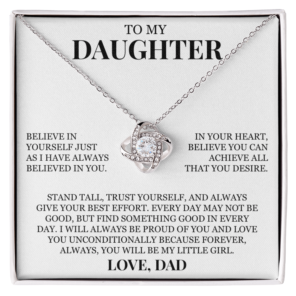 To My Daughter "Believe In Yourself" Love Knot Necklace