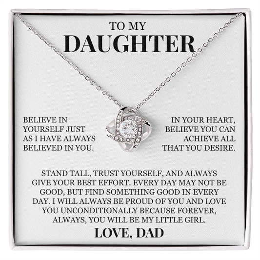To My Daughter "Believe In Yourself" Love Knot Necklace
