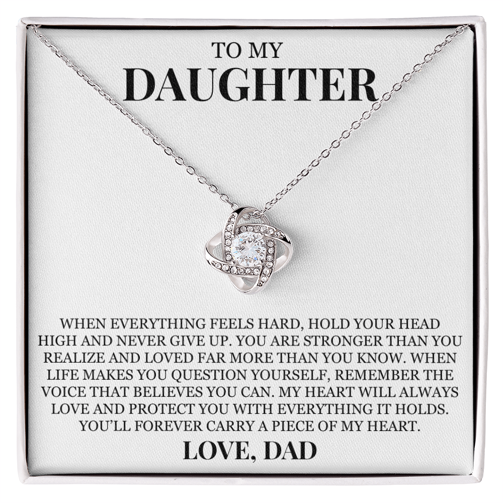 To My Daughter "Hold Your Head High" Love Knot Necklace