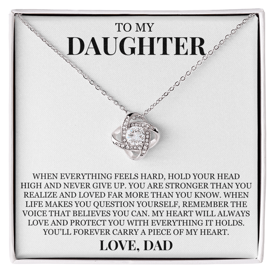 To My Daughter "Hold Your Head High" Love Knot Necklace