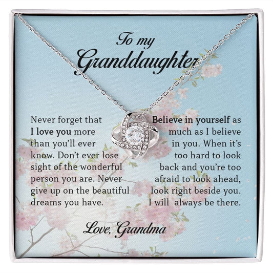 To My Granddaughter, Love Knot Necklace