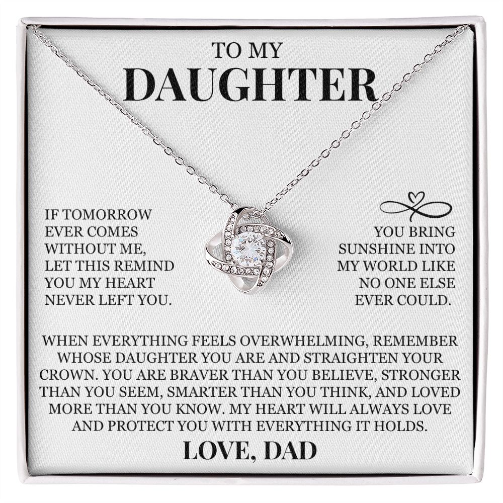To My Daughter "You Bring Sunshine Into My World" Love Knot Necklace
