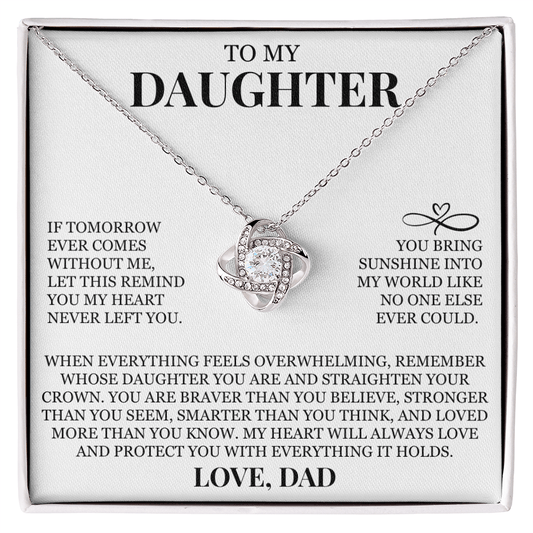 To My Daughter "You Bring Sunshine Into My World" Love Knot Necklace