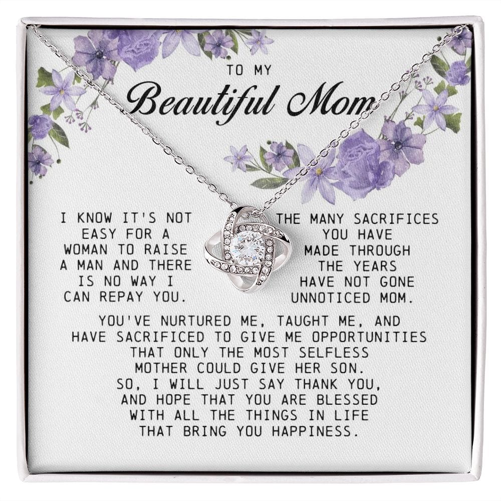 To My Beautiful Mom, Love Knot Necklace