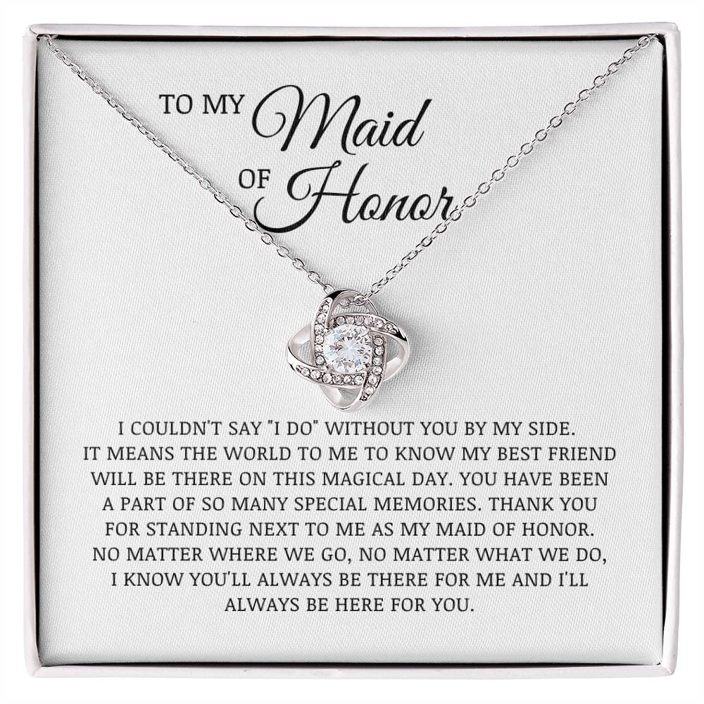 Maid of Honor Gift, Bride to Maid of Honor Proposal, Love Knot Necklace, Bridesmaid Wedding Day Jewelry
