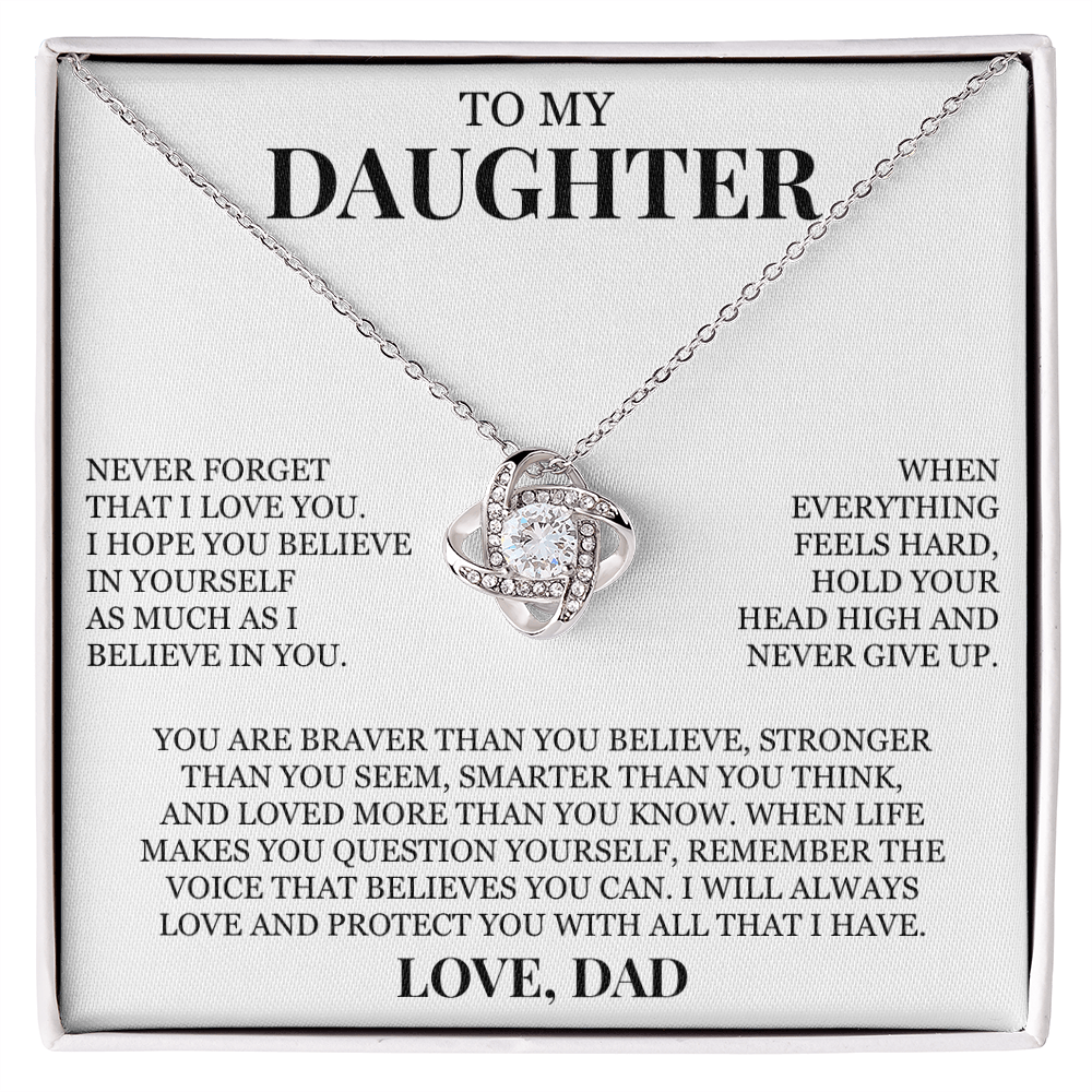 To My Daughter "Hold Your Head High" Love Knot Necklace