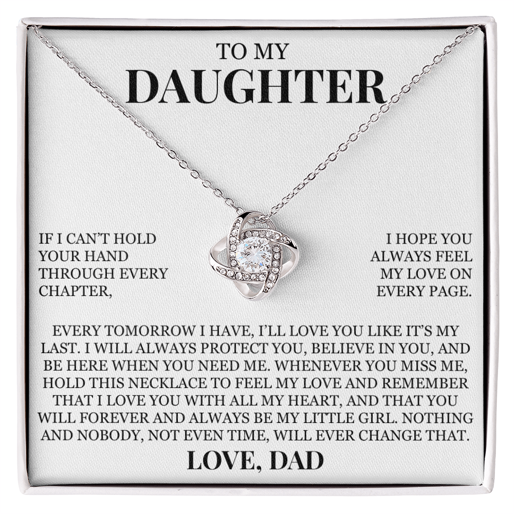 To My Daughter "I Hope You Always Feel My Love" Love Knot Necklace