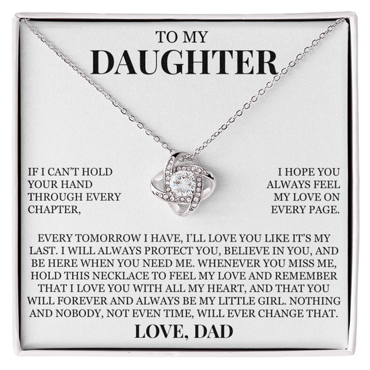 To My Daughter "I Hope You Always Feel My Love" Love Knot Necklace